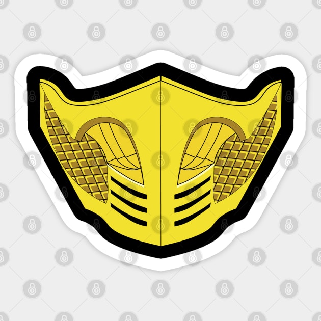 Mortal Kombat Scorpion Mask Sticker by Tomorrowland Arcade